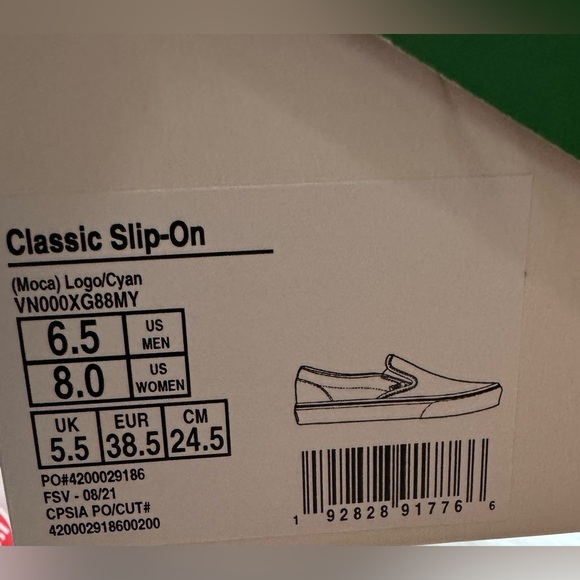MOCA x Classic Slip-On 'Checkerboard - Cyan' New In Box - Picture 6 of 8